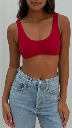 Wavy Bra Top - Crimson