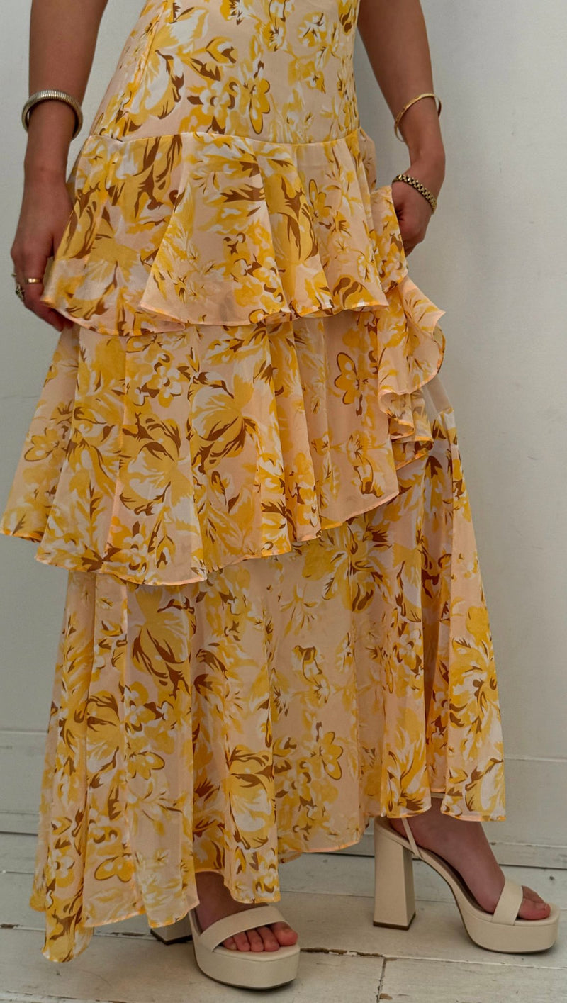 Beatrice Tiered Maxi Dress - Yellow