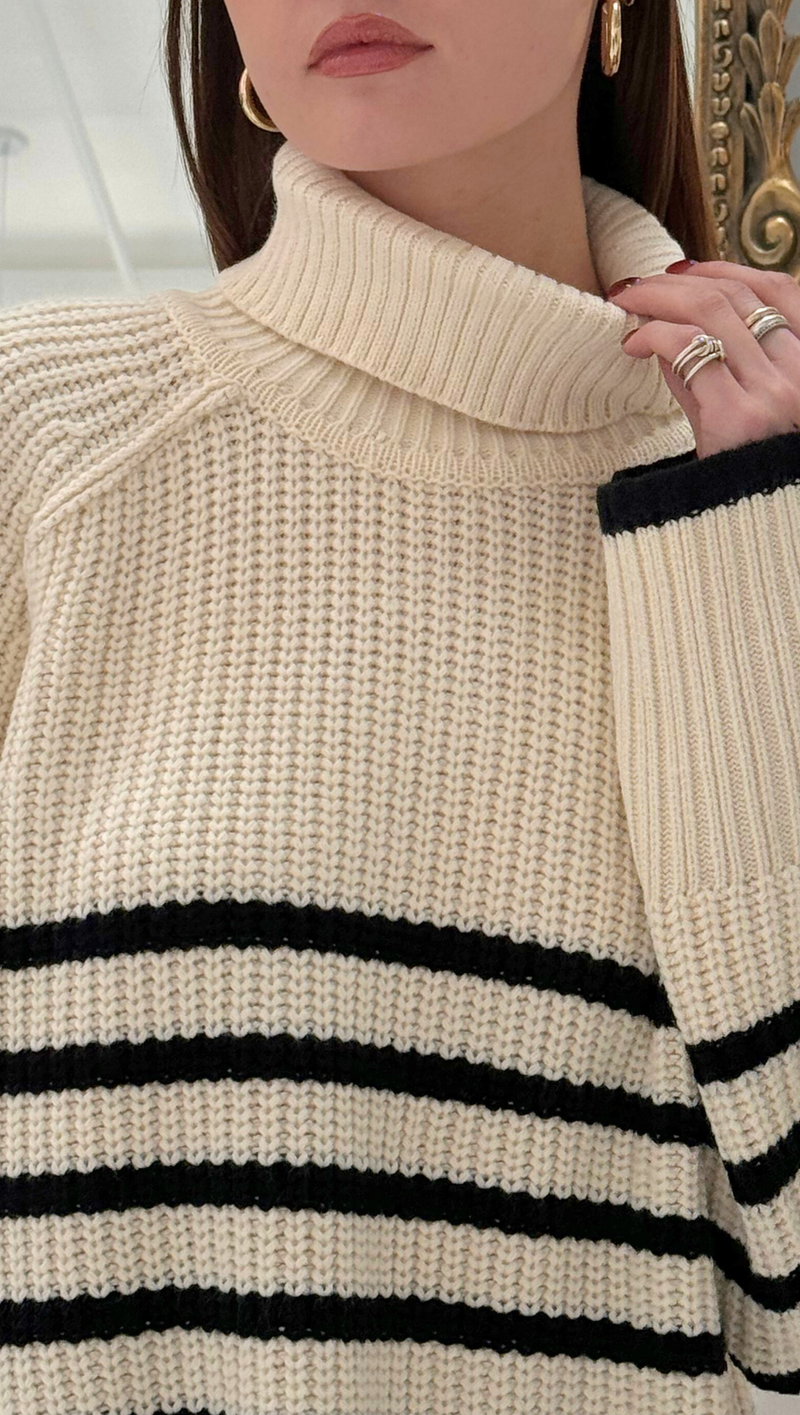 Gianna Sweater - Cream/ Black Stripe