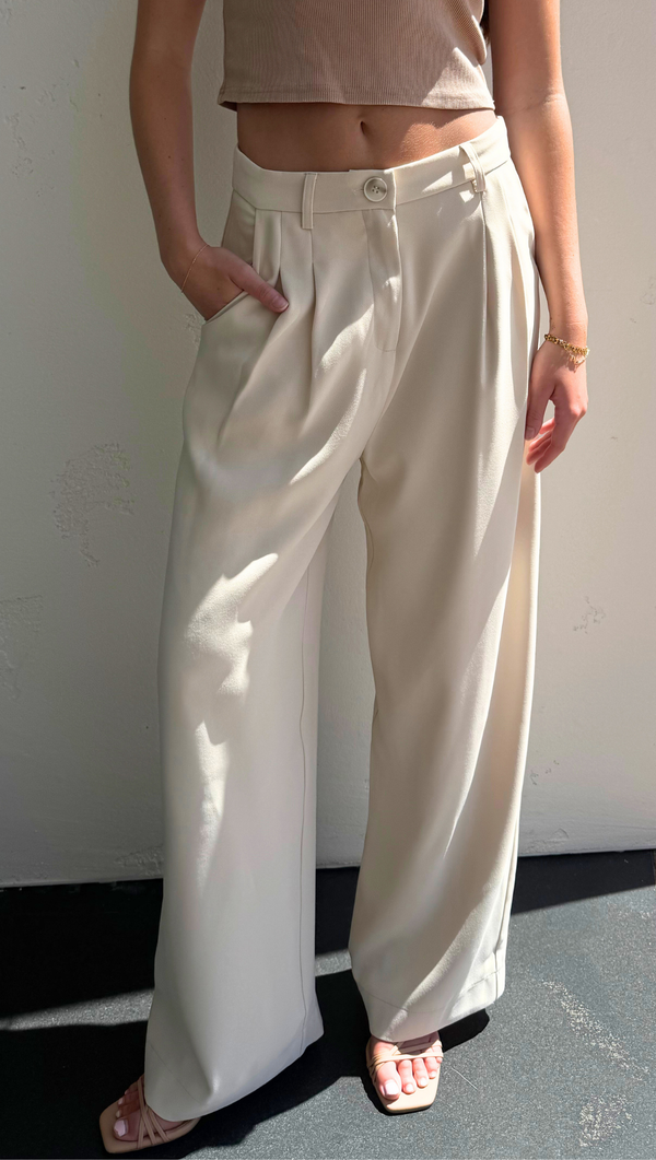 Paige Woven Trouser - Beige