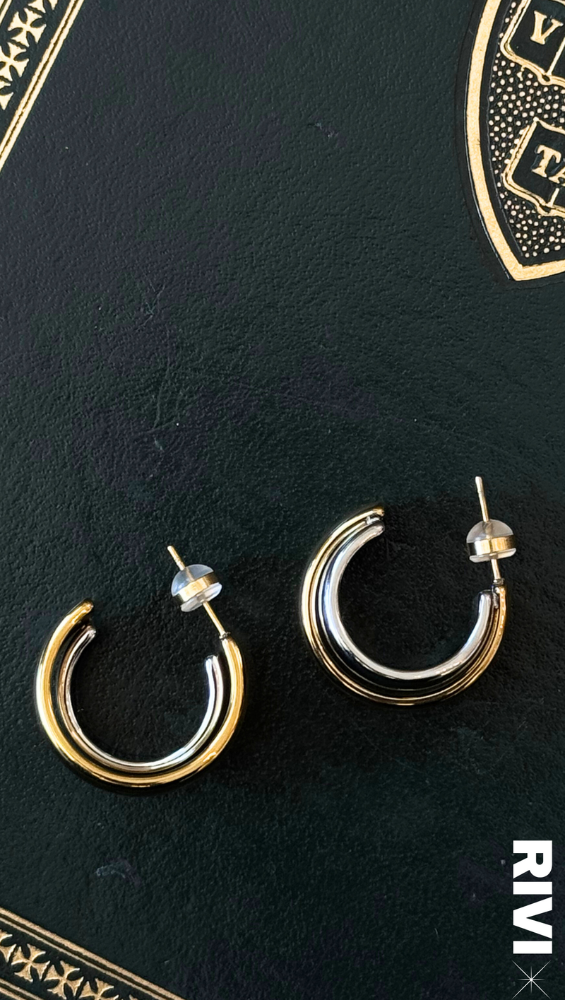 Cosmo Two-Tone Hoop Earring - Gold Plated Stainless Steel