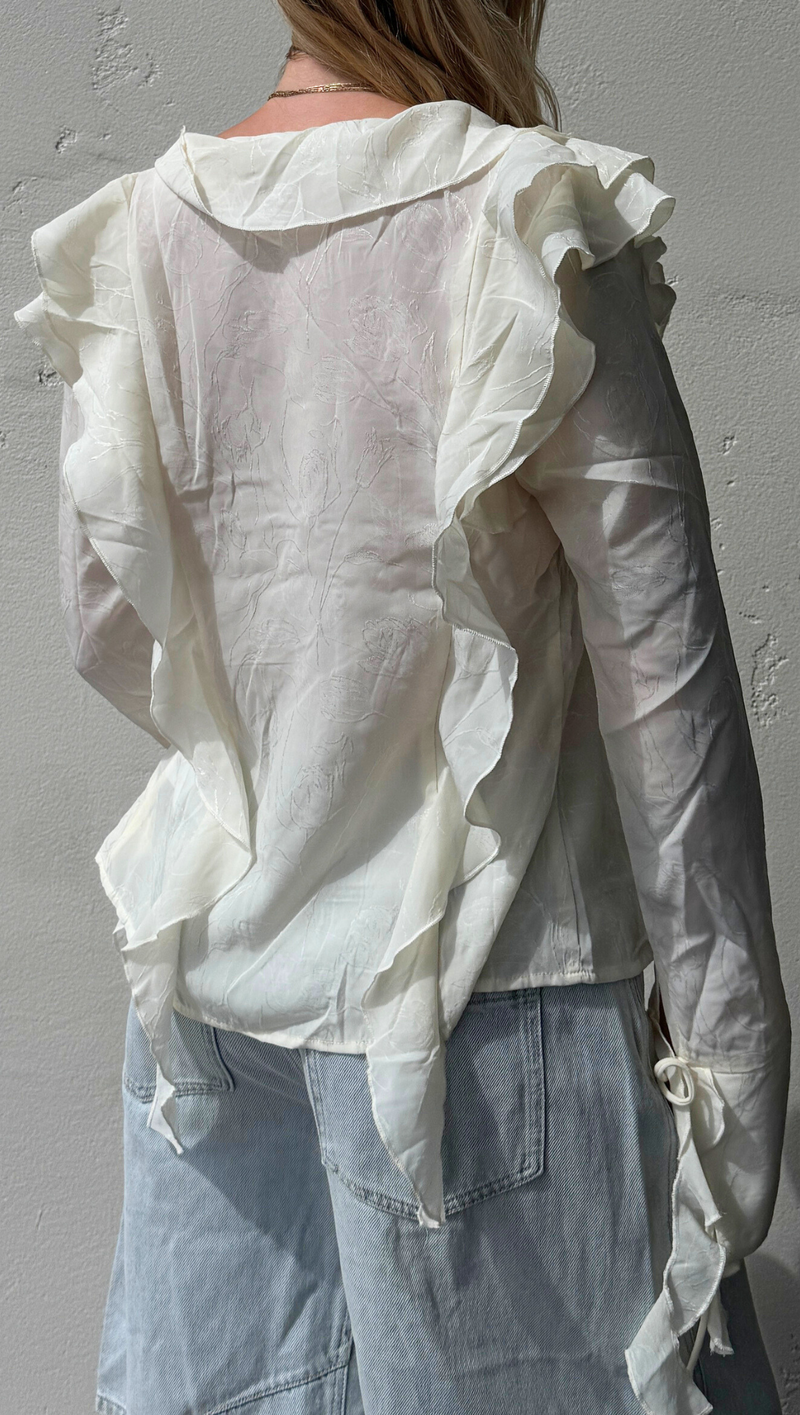 Melina Tie Front Blouse - Cream