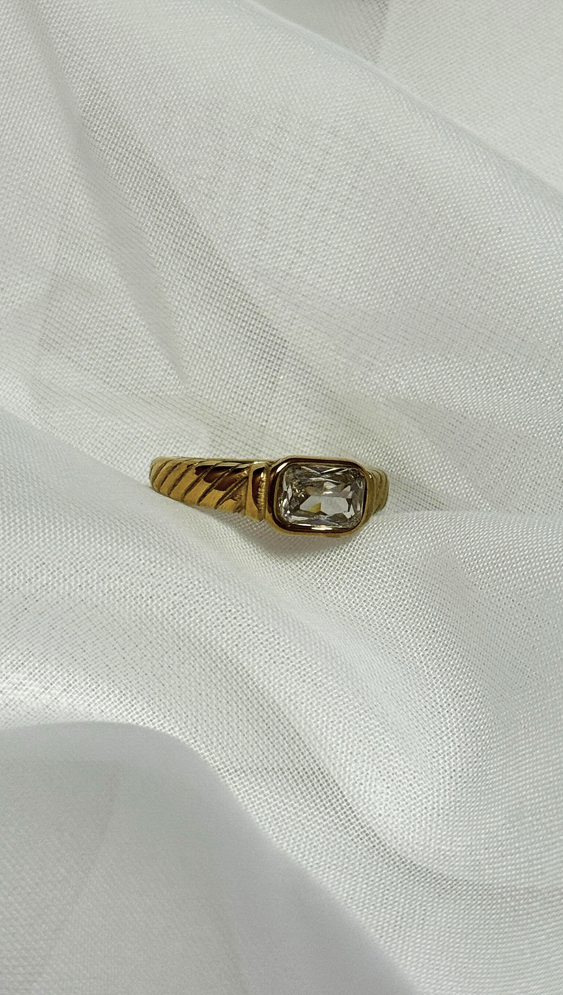 Braided Ring With Stone - Clear CZ