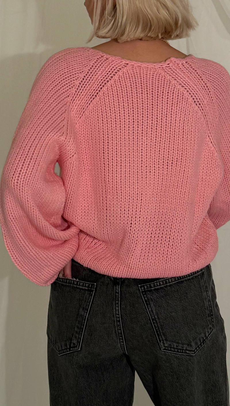 Dea V Neck Sweater - Pink