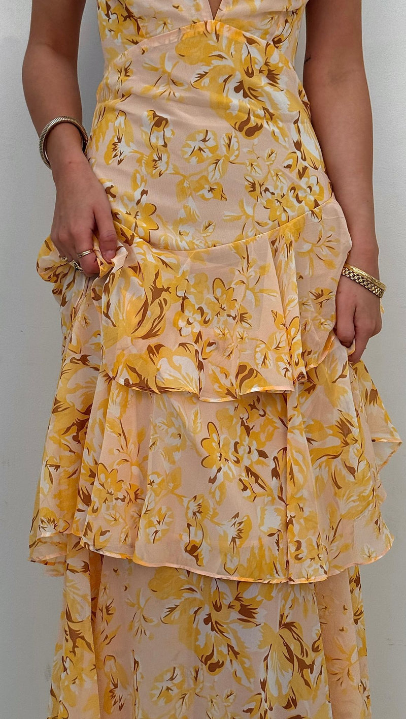 Beatrice Tiered Maxi Dress - Yellow