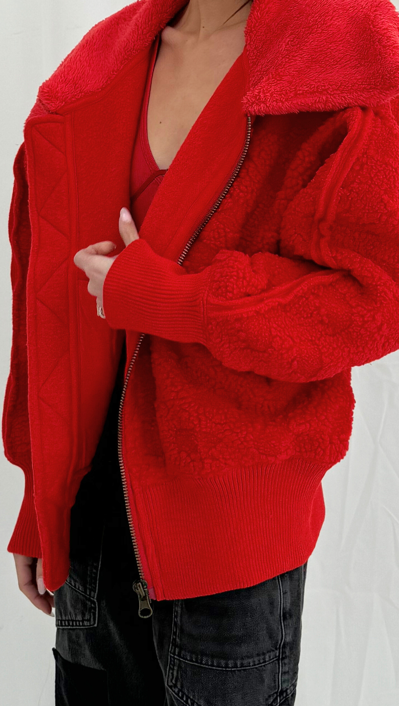 Cozy Up Cardi - High Risk Red