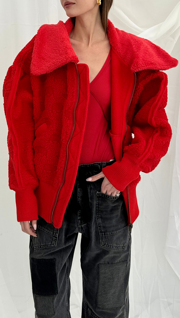 Cozy Up Cardi - High Risk Red