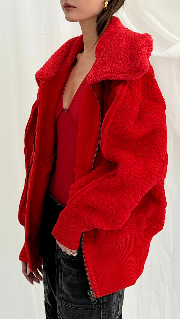 Cozy Up Cardi - High Risk Red