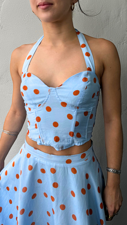 Jacqulyn Polka Dot Top - Blue Rust