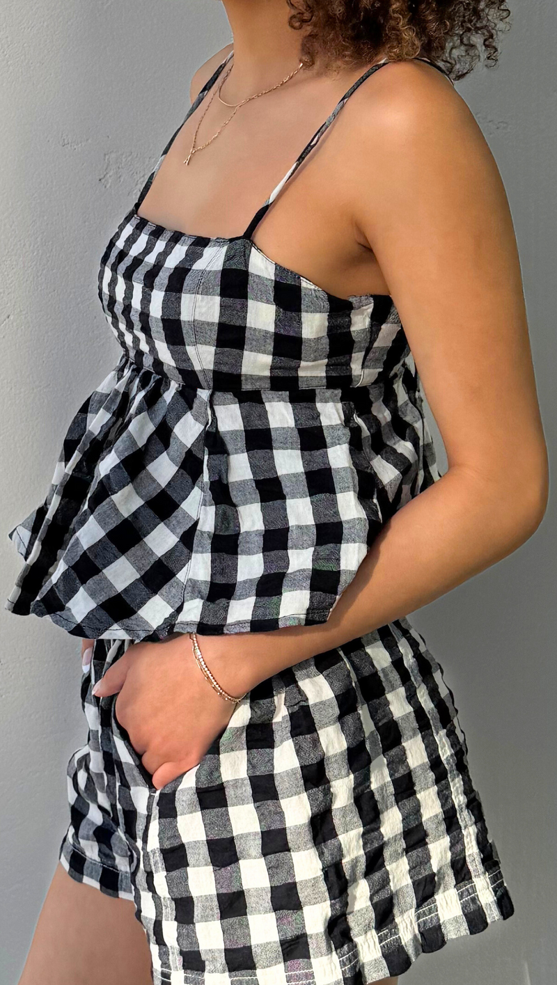 Mia Plaid Tank - Black Combo