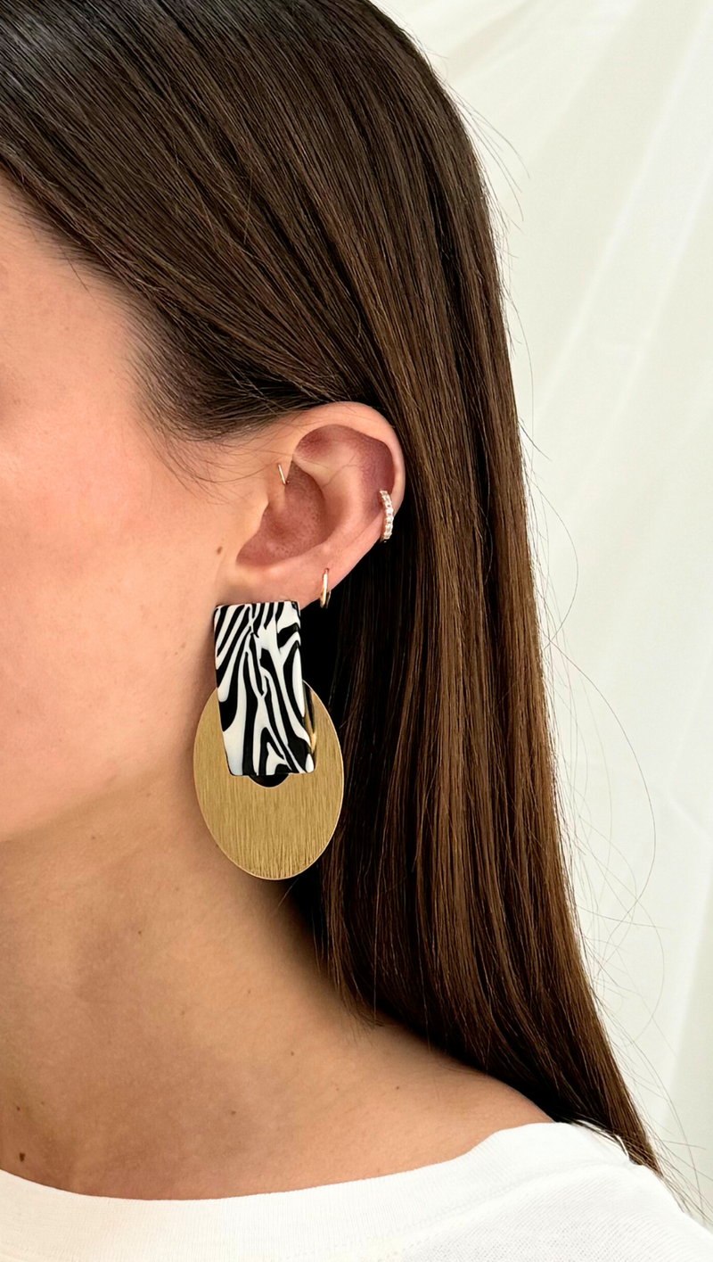 Funky Statement Earring - Zebra