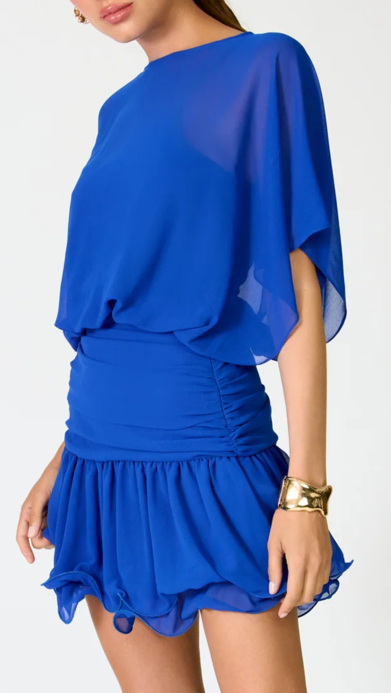 flowy blue mini dress Azure Coast Mini Dress