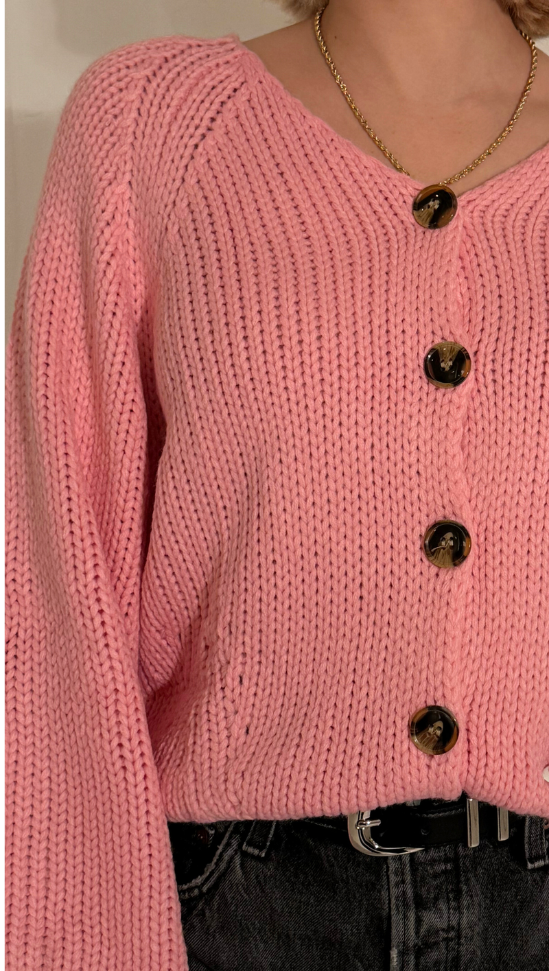 Dea V Neck Sweater - Pink