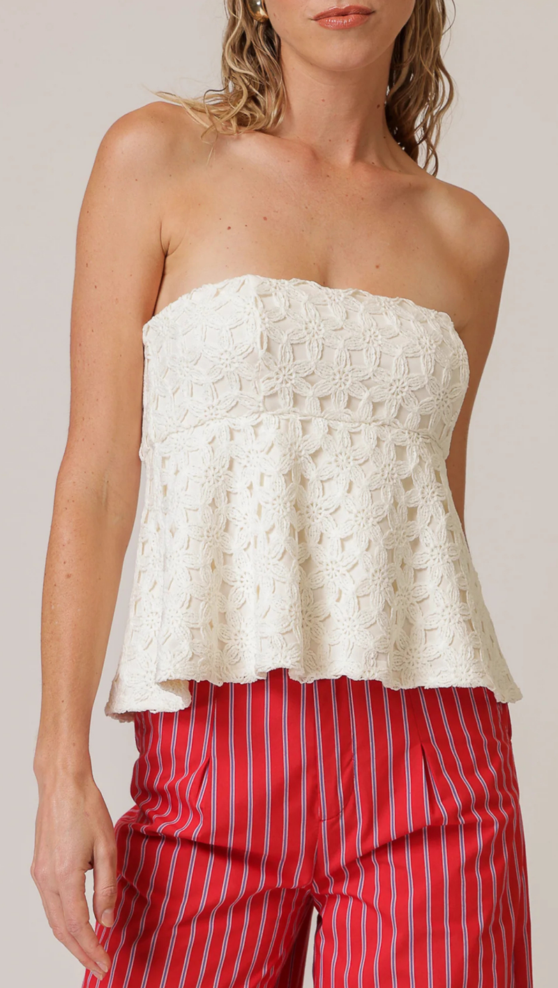 Bowen Strapless Top - White