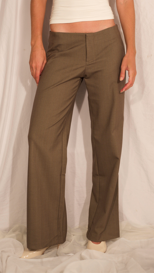 Mary Kate Pinstripe Trouser - Mocha