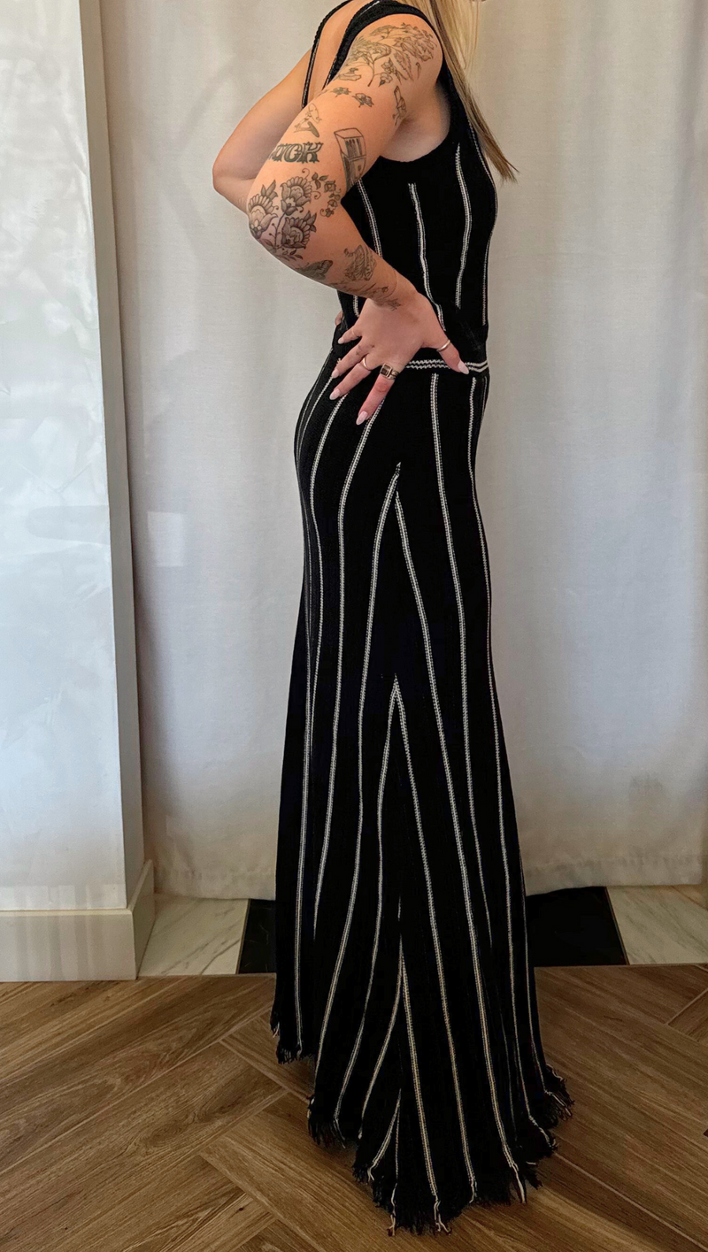 Taryn Two Piece Knit Maxi Set - Black/White