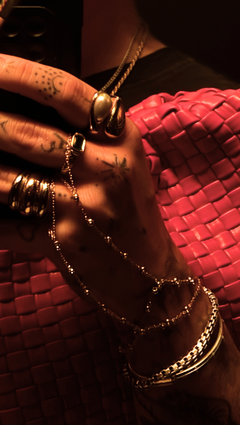 Dainty Stone Hand Chain - 18K Gold