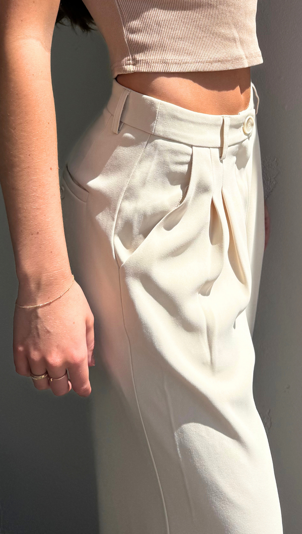 Paige Woven Trouser - Beige