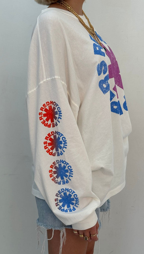 Red Hot Chili Peppers Asterisk Collage LS - Vintage White