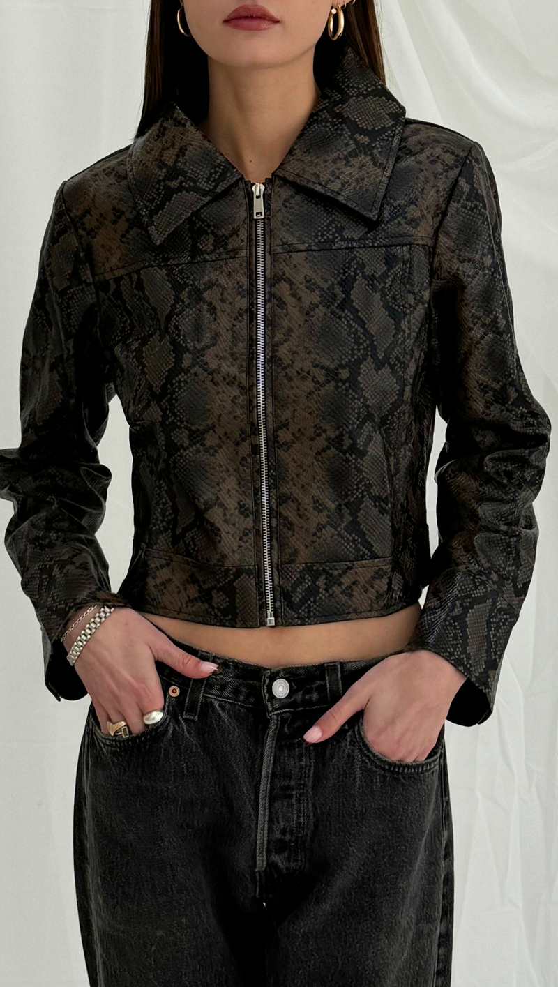 Morgan Cropped Jacket - Snake