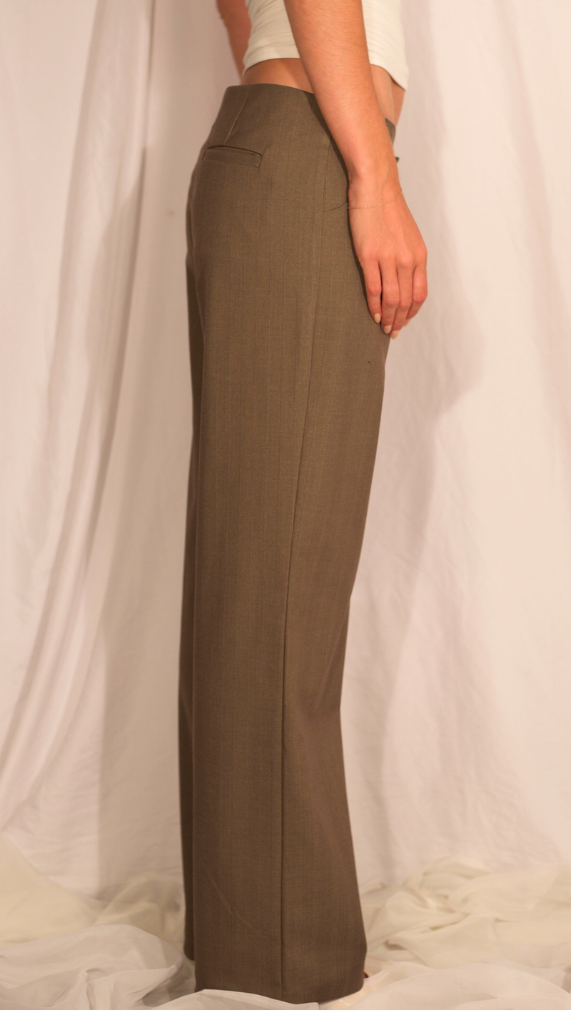 Mary Kate Pinstripe Trouser - Mocha