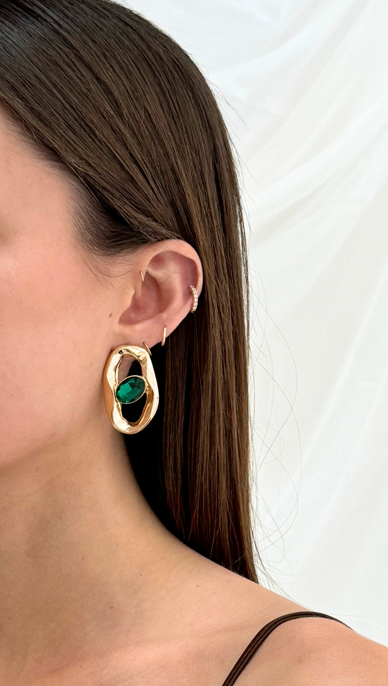 Orb Earring - Emerald/ Gold