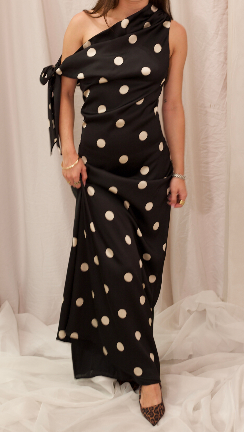 Stassi Satin Maxi Dress - Polkadot