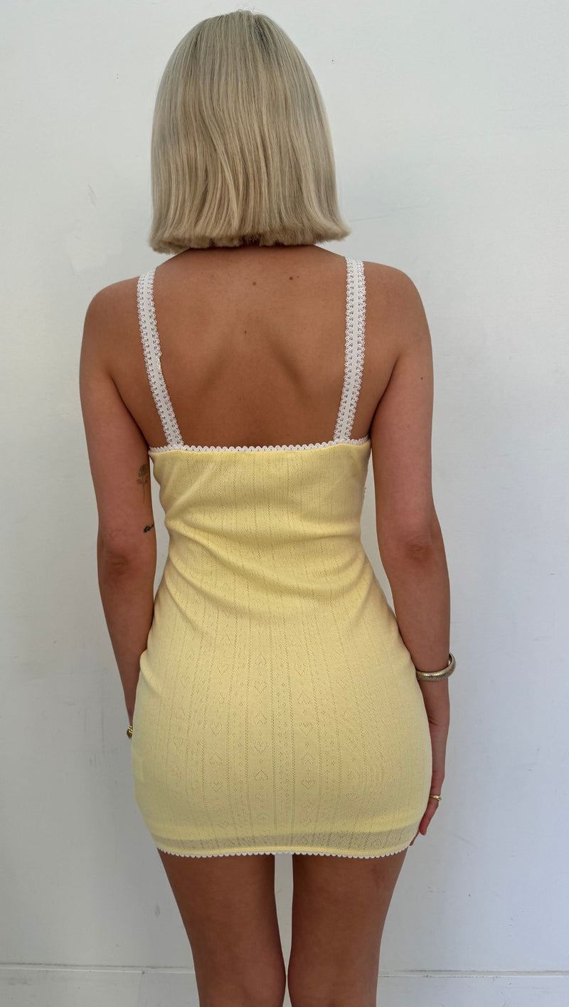 Ari Pointelle Mini Dress - Yellow