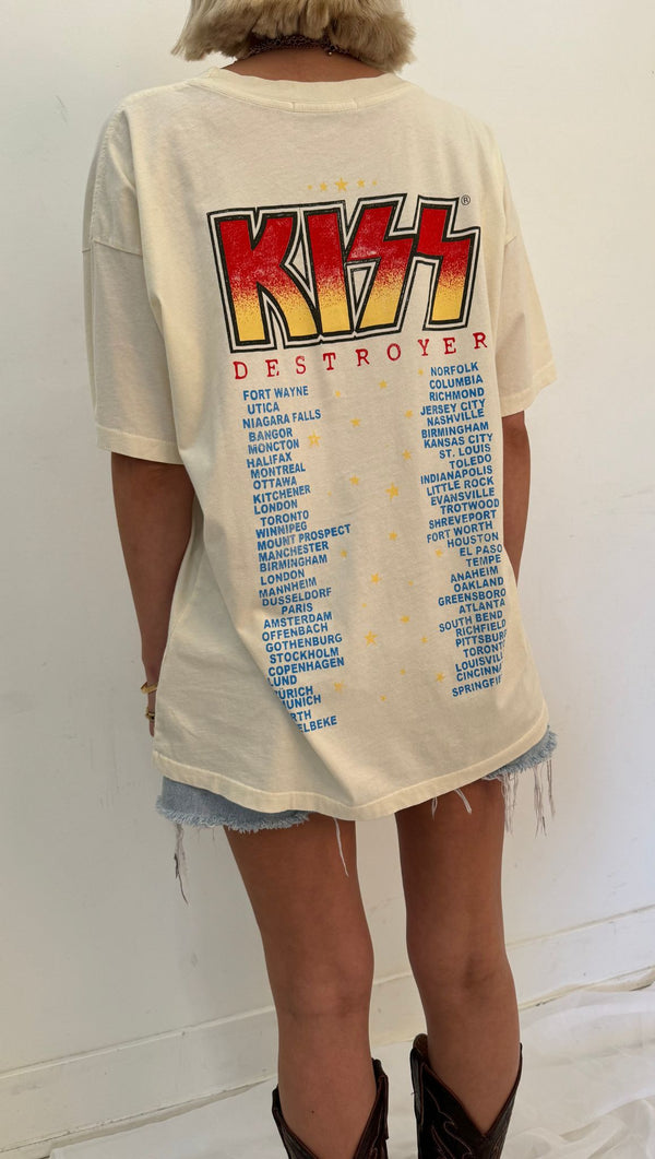 Kiss Destroyer Tour 76 Merch Tee - Stone Vintage