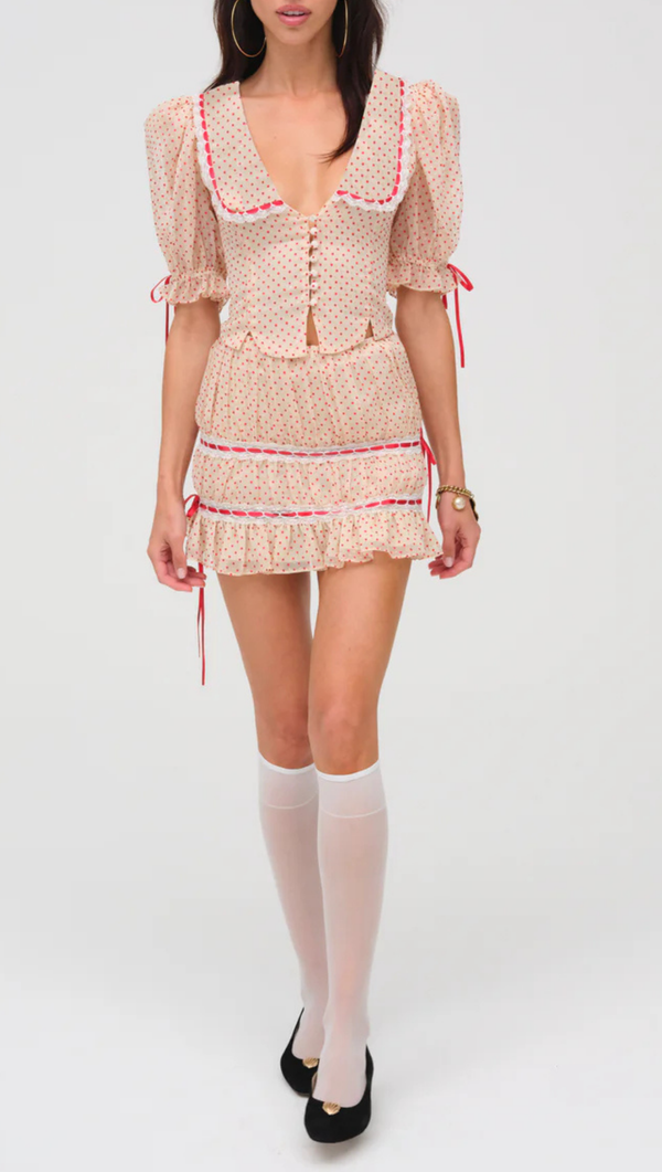 Love Dot Mini Skirt - Cream White