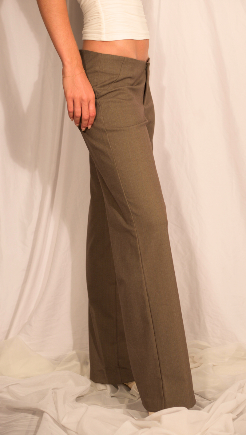 Mary Kate Pinstripe Trouser - Mocha