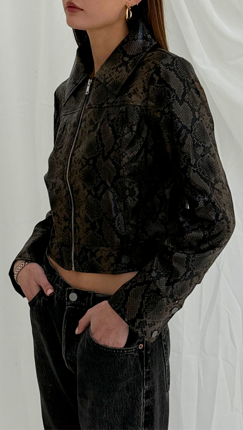 Morgan Cropped Jacket - Snake