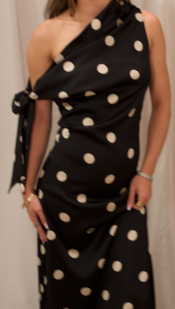 Stassi Satin Maxi Dress - Polkadot