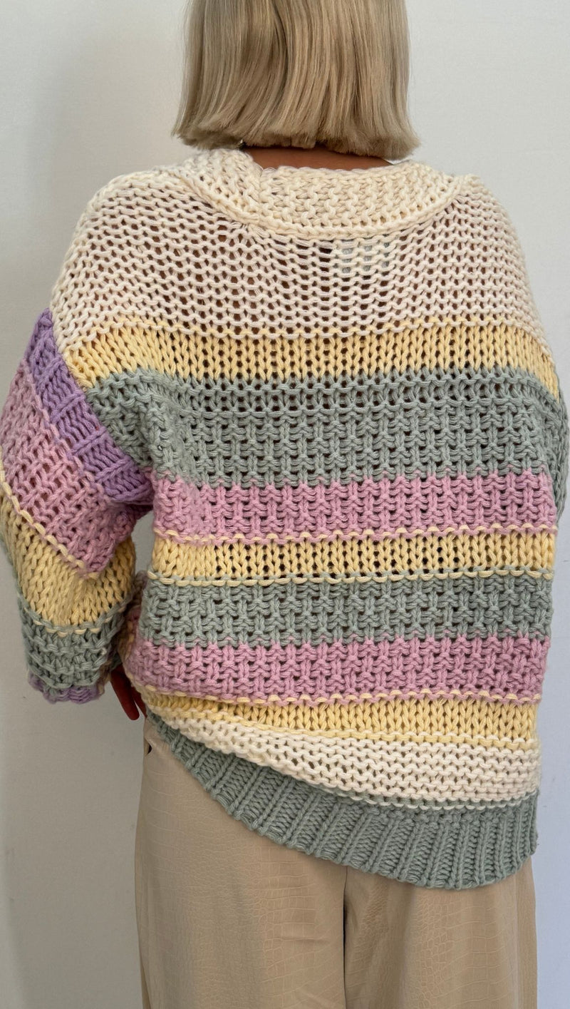 Rachel Oversized Knit Cardi - Pastel Multi