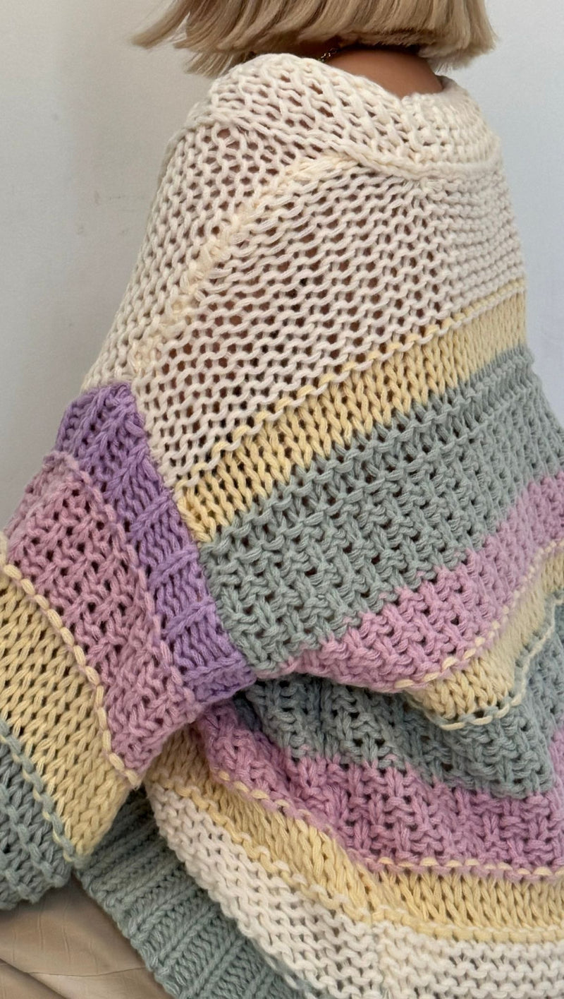 Rachel Oversized Knit Cardi - Pastel Multi