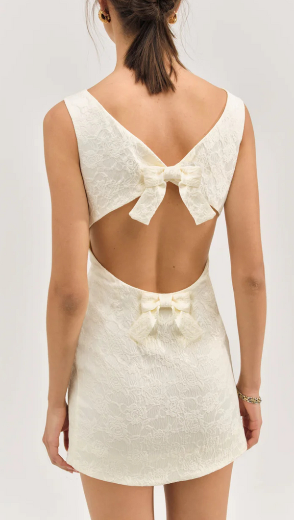 Rosie Jacquard Mini Dress - Cream