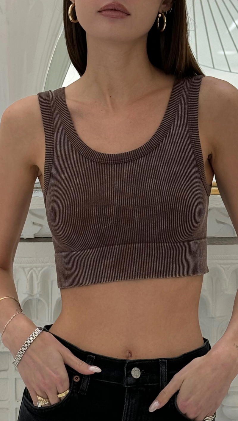 Cropped Bra Top - Brown