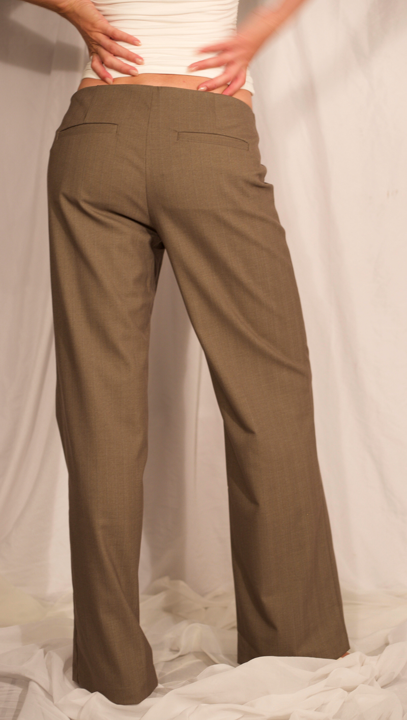 Mary Kate Pinstripe Trouser - Mocha