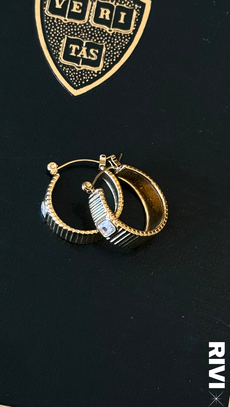 Sybil Ribbed Hoop Earring - Gold Plated Stainless Steel