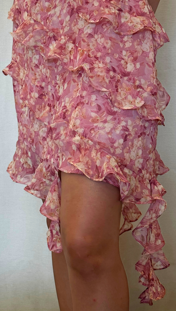 Elise Ruffle Mini Dress - Pink