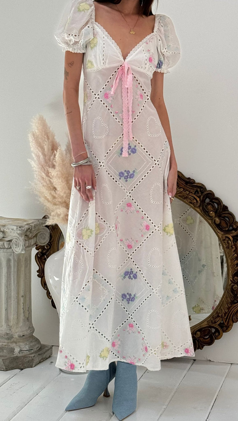 Andrea Embroidered Maxi Dress - White