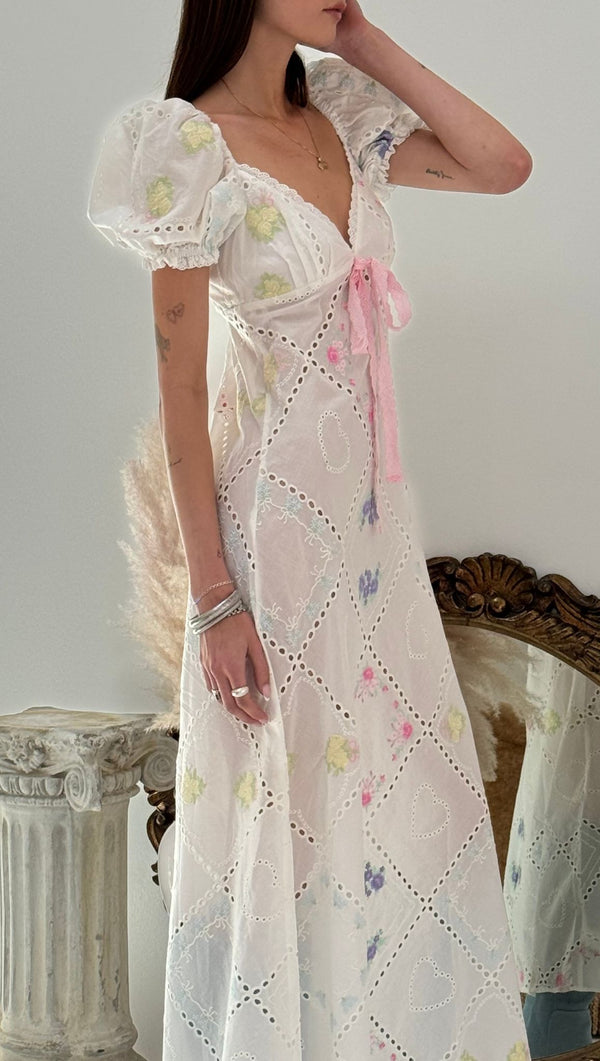 Andrea Embroidered Maxi Dress - White