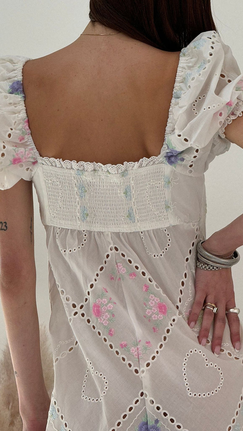 Andrea Embroidered Maxi Dress - White