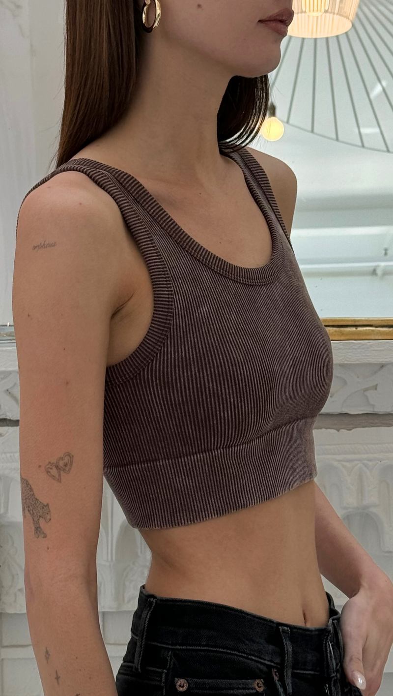 Cropped Bra Top - Brown