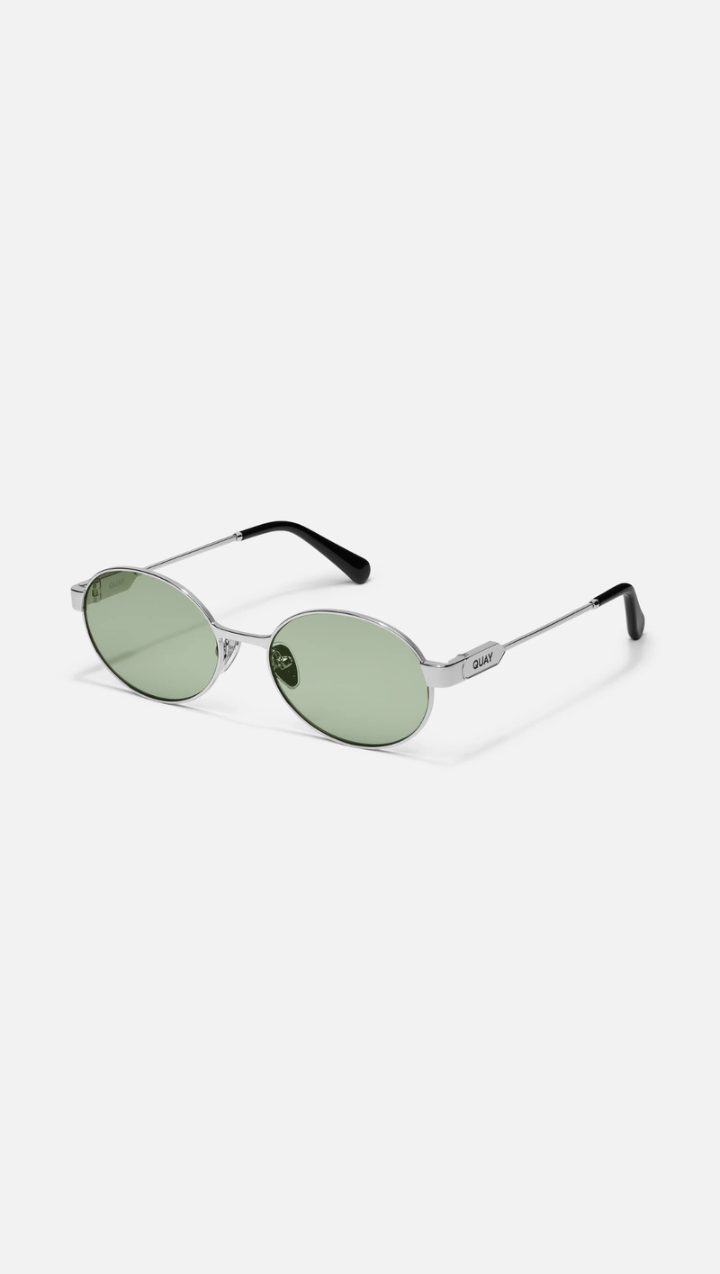 Quay Anyways Frame Sunglasses - Green Lenses with silver frame Quay_Anyways_ChocolateBrown_Fr  main image 3