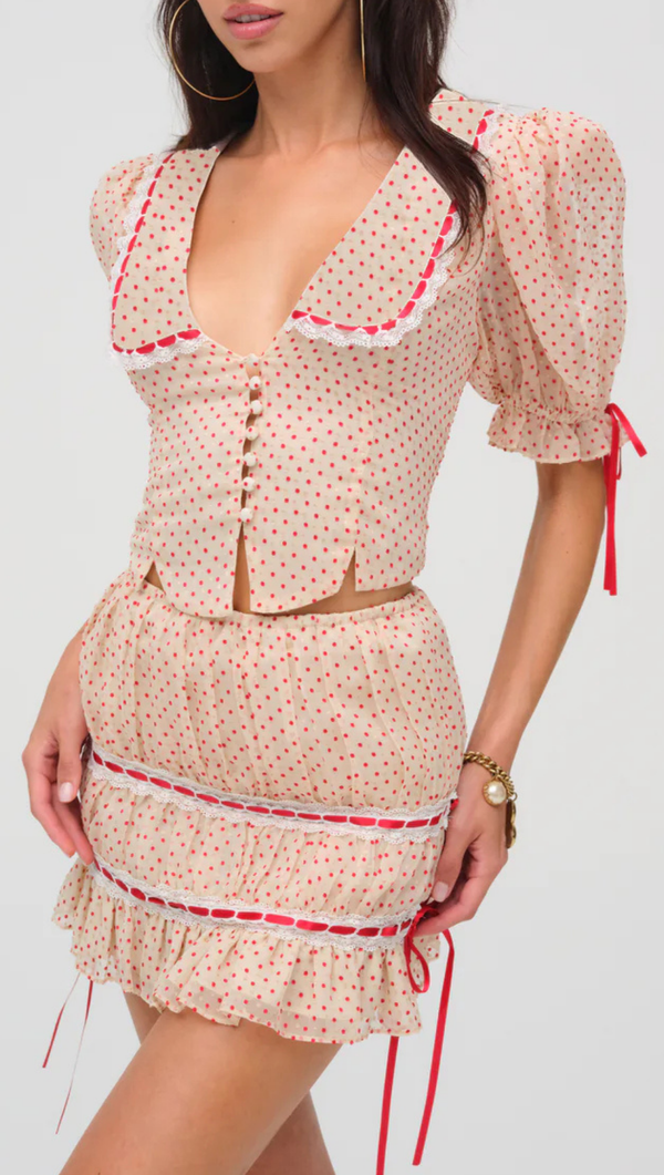 Love Dot Mini Skirt - Cream White