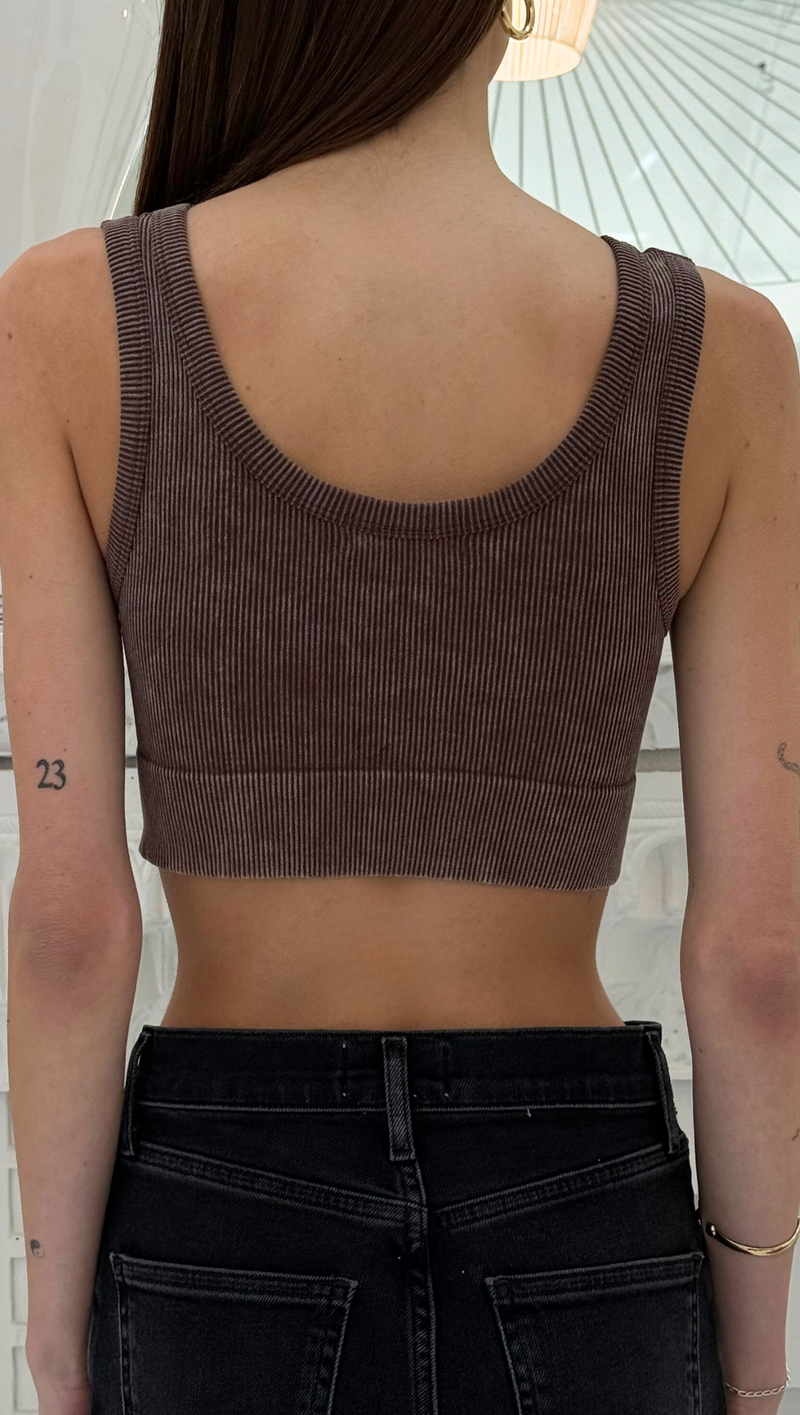 Cropped Bra Top - Brown