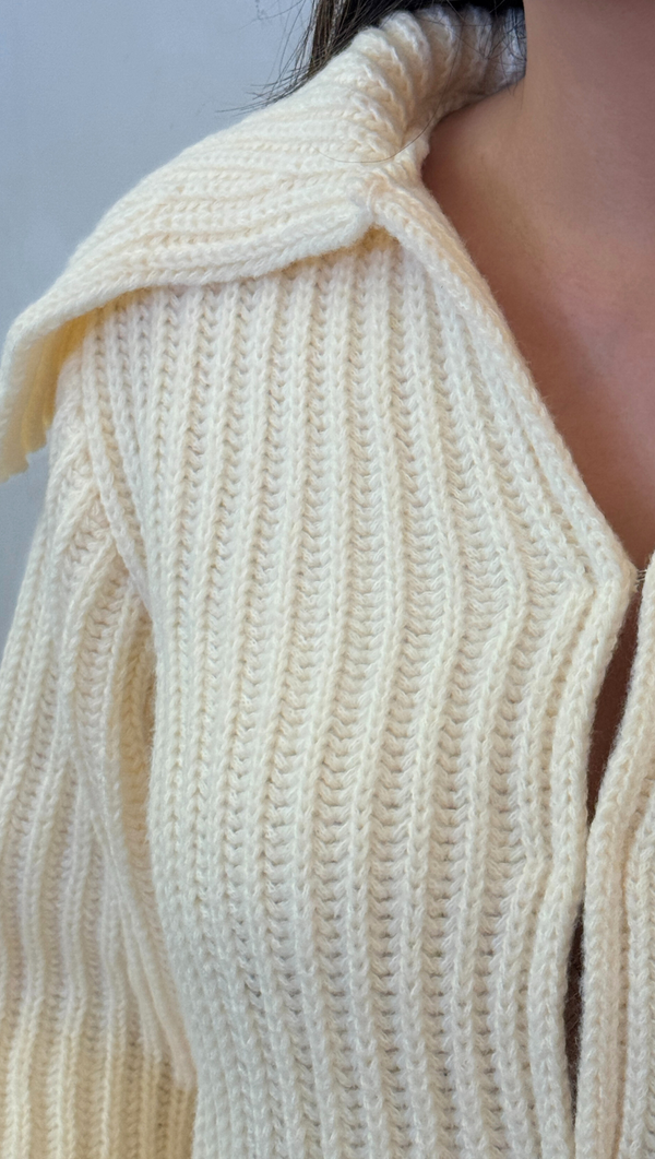 Lauren Chunky Collared Cardigan - Ivory