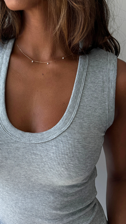 Deep Scoop Rib Tank - Heather Grey