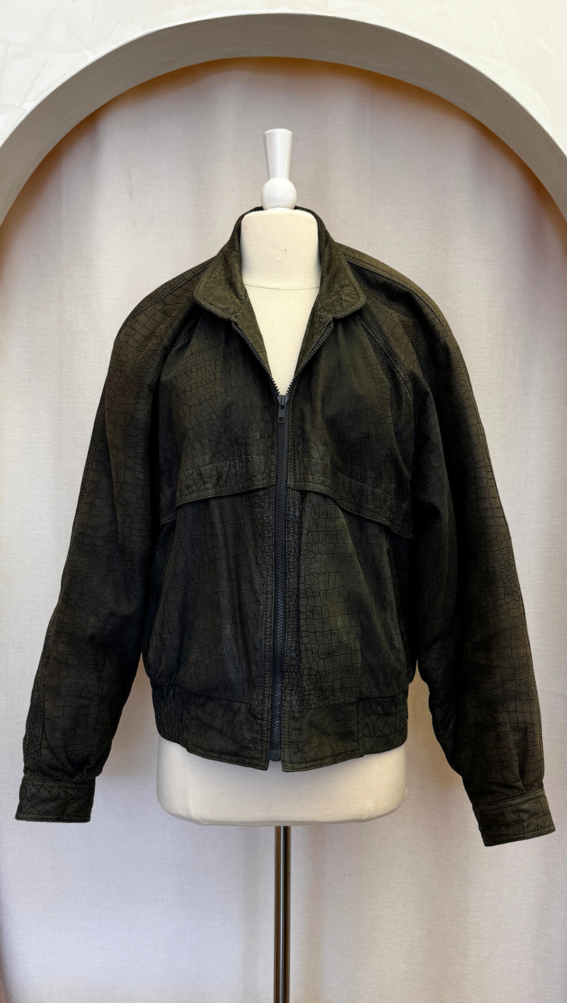 Skins Stamped Python Leather Jacket S/M
